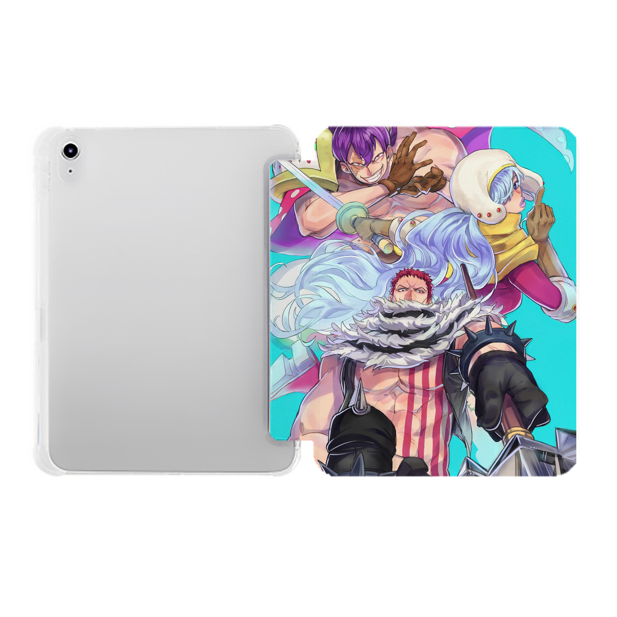 （画像用） ワンピース ONE PIECE IPad ケース ペン収納付き 三つ折りスタンド PUレザー×シリコン 対応機種9.5/10.5/10.9インチ